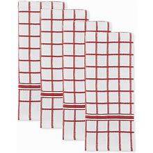 Design Imports Windowpane Terry Kitchen Towel 4-Pack - Red