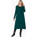 Plus Size Women's Thermal Knit A-Line Dress By Woman Within In Emerald Green (Size L)