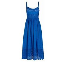 Ulla Johnson Women's Celestia Cotton Eyelet Midi-Dress - Cobalt - Size 10