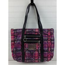 Coach Poppy 14360 Large Tartan Plaid Fabric Tote Shopper Shoulder Handbag