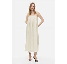 Ladies - Beige Pleated Dress - Size: L - H&M