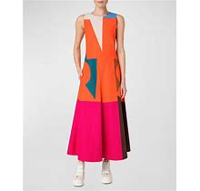 Akris Women's Multicolor Block Print Poplin Midi Dress