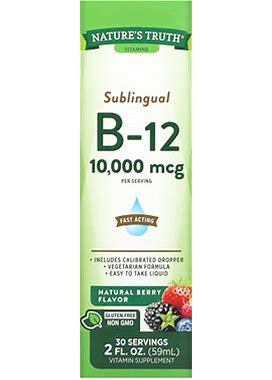 Nature's Truth, Sublingual B-12, Natural Berry, 10,000 Mcg, 2 Fl Oz (59 Ml), NTH-10140