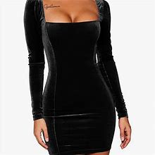 Gobles Womens Sexy Long Sleeve Bodycon Elegant Mini Party Dress (Amazon Title) | Color: Black | Size: S