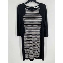 Cato Dress Womens Large Black And White Tribal Print Long Sleeves Back