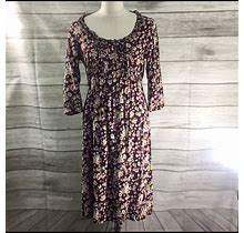 Boden Dresses | Boden Floral 3/4 Sleeve Dress "Read" | Color: Purple | Size: M