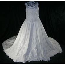 Forever Yours Wedding Dress 16 Off-White Long Train Bling Sash Scoop