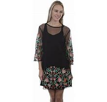 Scully 2 Piece Lined Mesh Embroidered Dress - Black - Medium