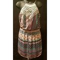 B Darlin Multicolor Crochet Lace Halter Sleeveless Short Dress Size 9