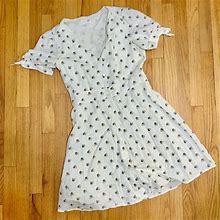 Gap Dresses | Floral Feminine Linen&Cotton Button Down Dress Puff Sleeves Perfect For Summer | Color: White | Size: 8