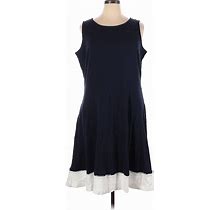 Talbots Casual Dress - A-Line: Blue Solid Dresses - Women's Size 1X Plus
