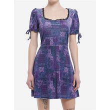 Social Collision Purple & Blue Patchwork Velvet Dress