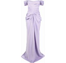Ana Radu - Off-Shoulder Satin Maxi Dress - Women - Polyester - XXL - Purple