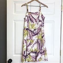 Ann Taylor Dresses | Ann Taylor Loft Purple & White Floral Print Cotton Sundress Size 8 Spaghetti Str | Color: Purple/White | Size: 8