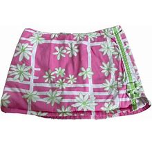 Lilly Pulitzer Girls Pink White Green Floral Skirt Skort Size 6