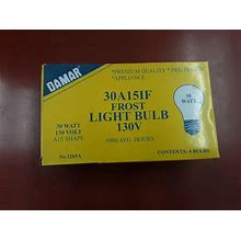 Damar 30 Watt Appliance Bulb, 30A15IF Frost Light Bulb, 4 Bulbs/Box