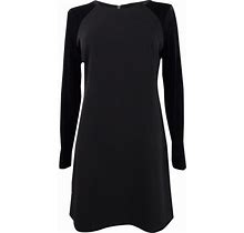 Tommy Hilfiger Women's Petite Velvet-Sleeve A-Line Dress (4P, Black)