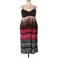 Jessica Taylor Casual Dress V-Neck Sleeveless: Brown Print Dresses - Women's Size 2X