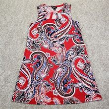 Alyx Small Womens Shift Dress Red Paisley Crew Neck Cut Out Sleeveless