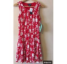 New Candalite Petite PS Red White Floral Lace Dress Sleeveless Stretch