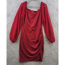Grace Karin Womens Red Medium Dress Bishop Mesh Long Sleeve