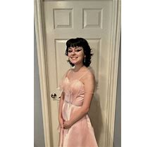 Womens Semi-Formal,Pink Dress, A-Line,Straps,Size