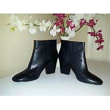 Nine West Darsy Women`S Black Soft Leather Ankle Boots Wide High Heel