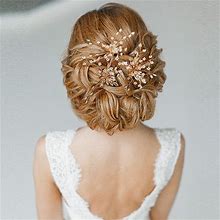 Sooshin 3 Pieces Bridal Hair Pins Pearl Wedding Hair Accessories For Brides And Bridemaids Rhinestone Bridal Headpieces For Wedding Crystal Hair