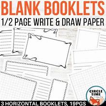 Printable Booklet Templates, Horizontal Half Sheet Writing Paper, Blank Journaling Templates, Mini Book Template, Half Page Writing Paper