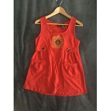 Baby Phat Sleeveless Dress Jumper Red Gold Embroidered Girls Large