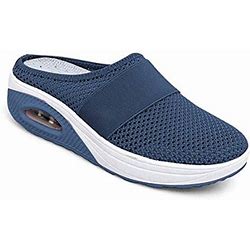 Women's Slip-On Walking Shoes With Air Cushion Shock-Proof Mesh Upper Platform Loafers Breathable