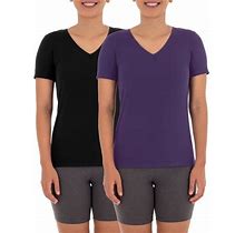 Athletic Works Women's Active V-Neck T-Shirt With Short Sleeves, 2-Pack, Sizes Xs-Xxxl