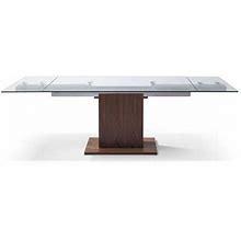 Homeroots Walnut Glass & Stainless Steel Extendable Dining Table - 63 X 35 X 30 in.