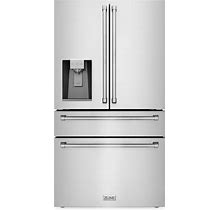 ZLINE 36 in. French Door Refrigerator With Water Dispenser, Ice Maker In Fingerprint Resistant Stainless Steel, RFM-W-36