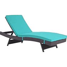 Modway Convene Wicker Rattan Outdoor Patio Chaise Lounge Chair In Espresso Turquoise