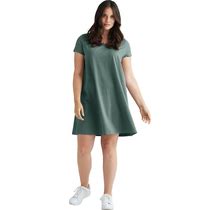Plus Size Women's A-Line Tee Dress By Ellos In Midnight Green (Size 38/40)