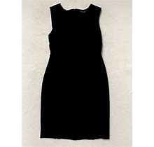 Banana Republic Black Pleated Sleeveless Midi Sheath Dress Womens Size 4P Petite