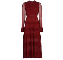 Lela Rose Women's Piper Pointelle Tiered Maxi Dress - Scarlet - Size XL