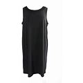 R M Richards Plus Size Black Sleeveless Sequin-Trim Shift Dress 16W