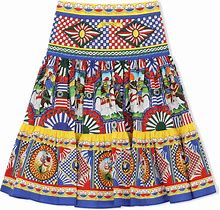 Dolce & Gabbana Kids - Carretto-Print Poplin Maxi Skirt - Kids - Cotton - 3 - Blue