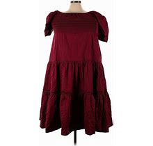 La Ligne Casual Dress - Dropwaist Square Short Sleeve: Burgundy Dresses - Women's Size 3X