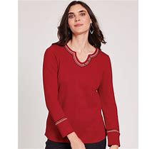Blair Women's Embroidered Thermal Top - Red - XL - Womens