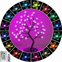 48 LED Cherry Blossom Tree Light, 16 Color-Changing Cherry Flower Lamp Artificial Bonsai Tree With Remote Lit Tree Centerpieces Christmas Table Top