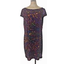 Evan Picone Purple Multi-Color Cap Sleeve Sheath Dress Women's Size 16