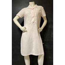 Vintage 1960S Shirt Dress Floral Embroidery Pink W White Embroidery