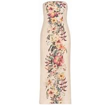 Zimmermann Women's Lexi Floral Linen Column Dress - Ivory Palm - Size 4