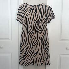 Ann Taylor Dresses | Ann Taylor Zebra Print Shift Mini Dress | Color: Black/Tan | Size: 0