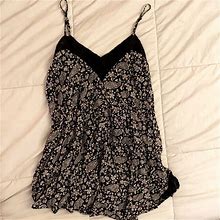 Urban Outfitters Dresses | Urban Outfitters Lace & Black Paisley Spaghetti Strap Cream Tank Babydoll Teddy | Color: Black/Cream | Size: S