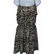 Boohoo Sleeveless Leopard Print Dress Size 12 - Women | Color: Brown | Size: L