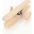 Wright Brothers Airplane Collectible Metal Scale Model Airplane, Grey, Figurines, By Old Modern Handicrafts